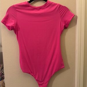 Pink Short Sleeve Fitted Bodysuit